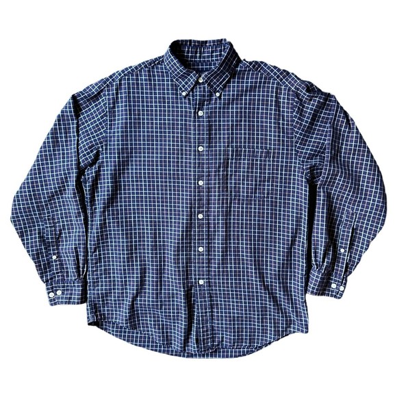 Brooks Brothers Men's Button Up Shirt Medium M Blue Tattersall Plaid Long Sleeve - Picture 1 of 10